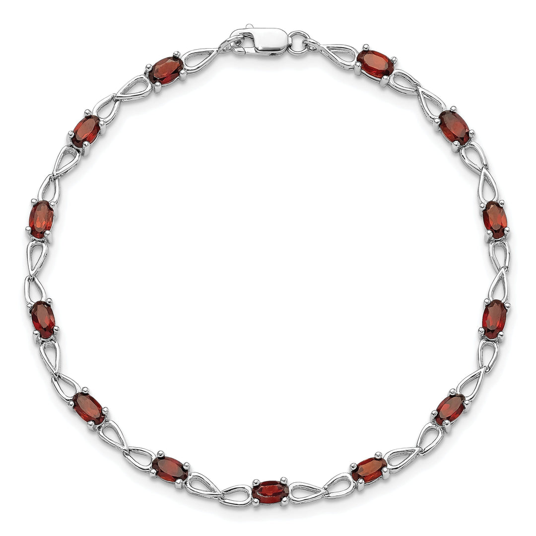 Silver Oval Stones Garnet Gemstone Bracelet