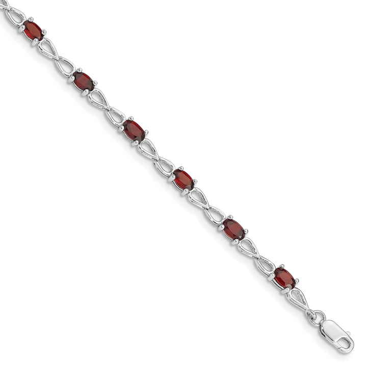 Silver Oval Stones Garnet Gemstone Bracelet