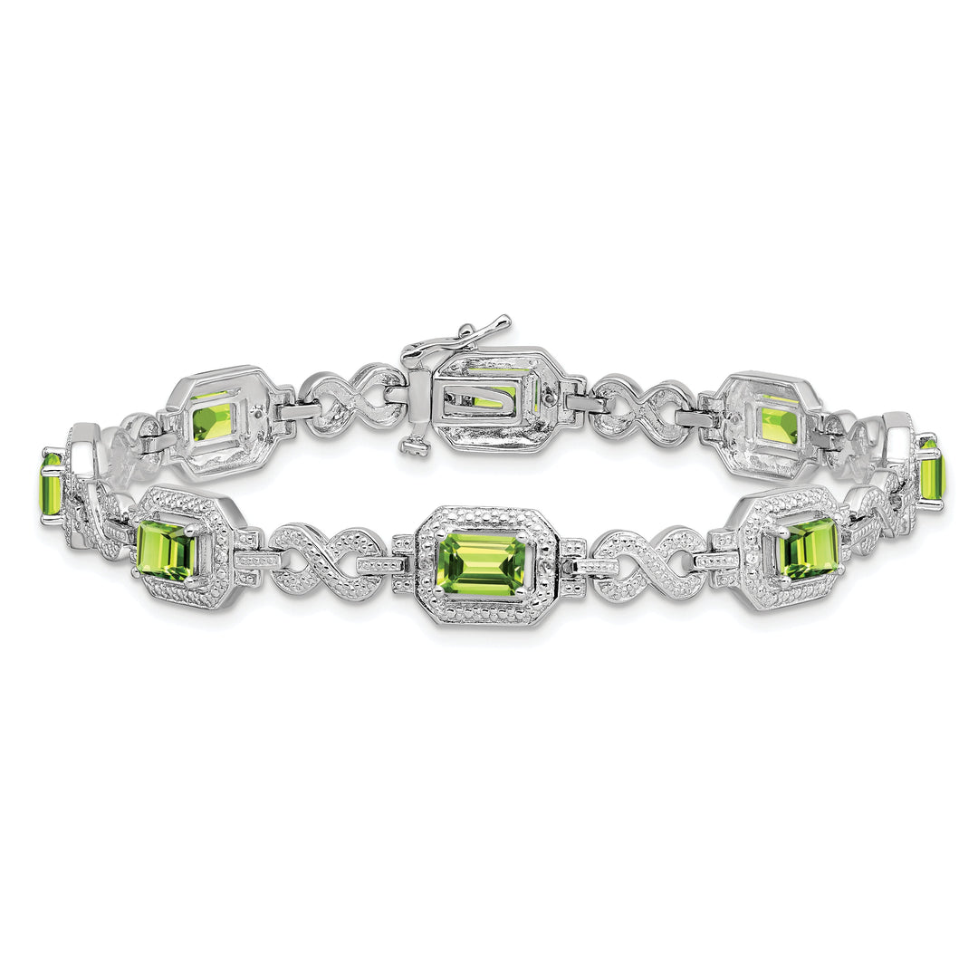 Silver Oval Shape Peridot Gemstone Bracelet