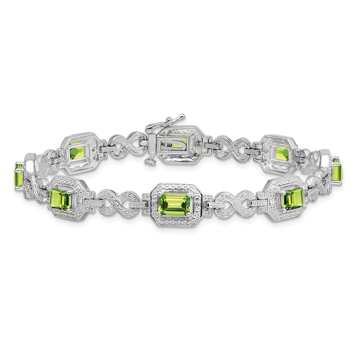 Silver Oval Shape Peridot Gemstone Bracelet