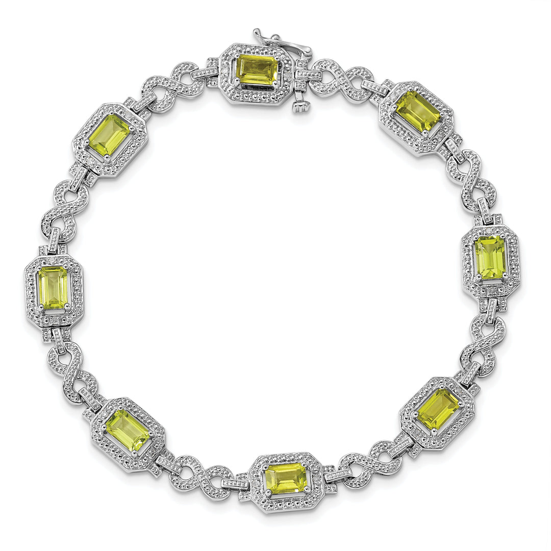 Silver Oval Shape Peridot Gemstone Bracelet