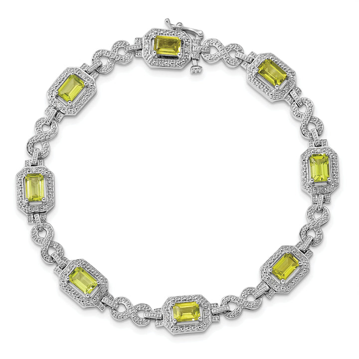 Silver Oval Shape Peridot Gemstone Bracelet