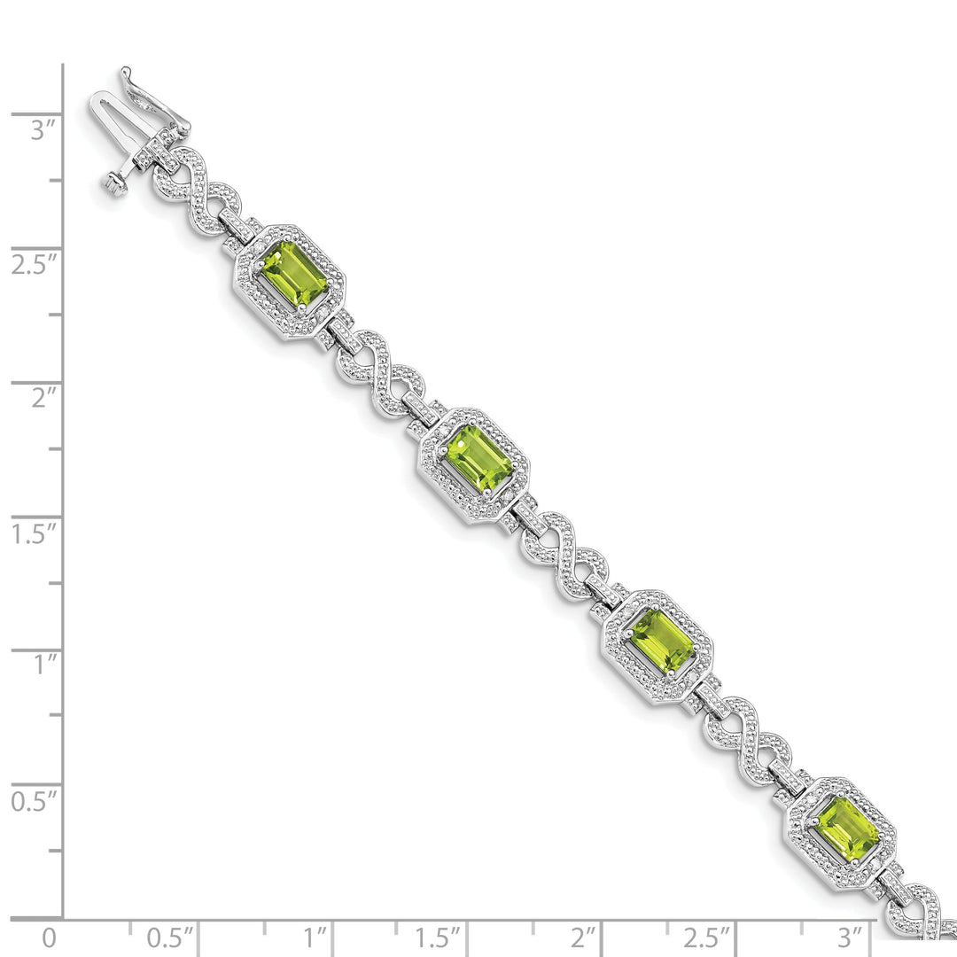 Silver Oval Shape Peridot Gemstone Bracelet