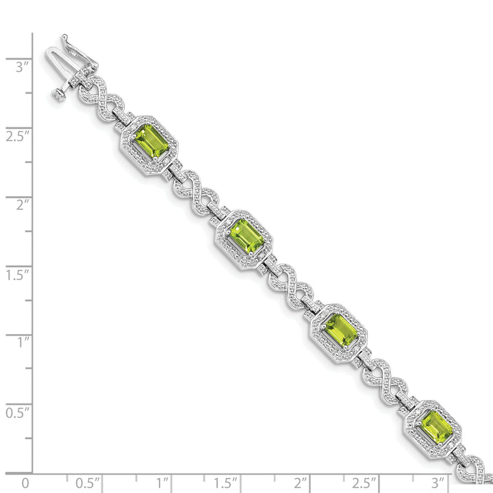 Silver Oval Shape Peridot Gemstone Bracelet
