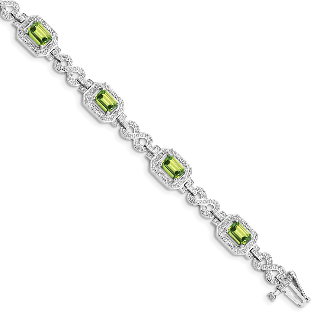 Silver Oval Shape Peridot Gemstone Bracelet