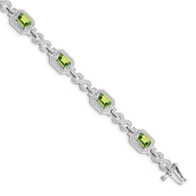 Silver Oval Shape Peridot Gemstone Bracelet at $ 251.35 only from Jewelryshopping.com