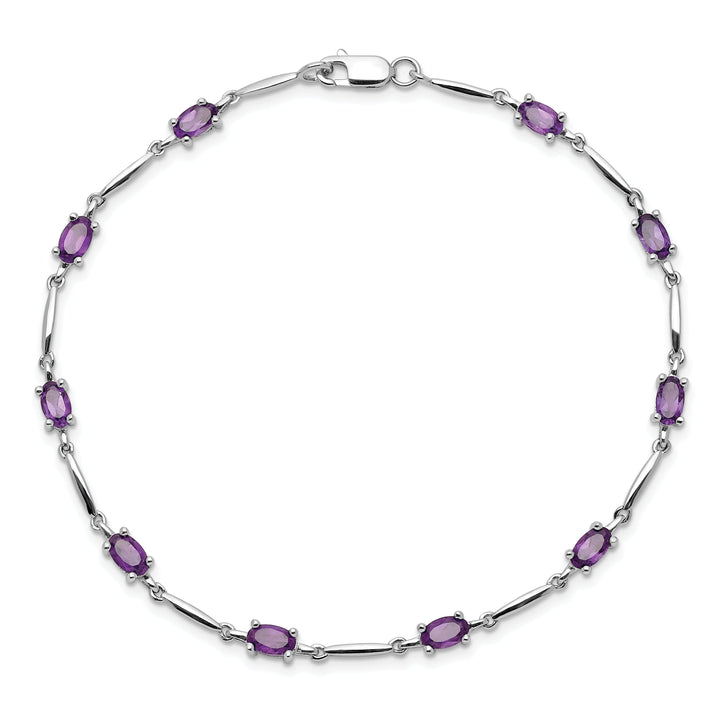 Silver Genuine Amethyst Gemstone Bracelet