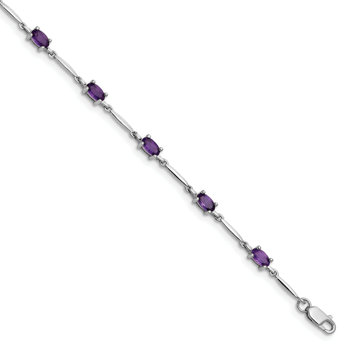 Silver Genuine Amethyst Gemstone Bracelet