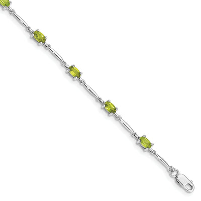 Silver Oval Shape Peridot Gemstone Bracelet at $ 105.76 only from Jewelryshopping.com