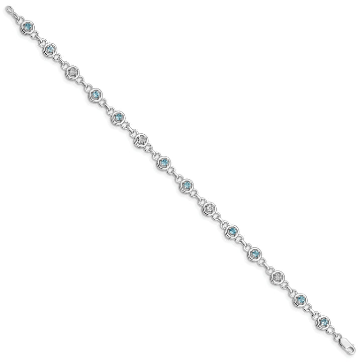 Silver Diamond Blue Topaz Gemstone Bracelet