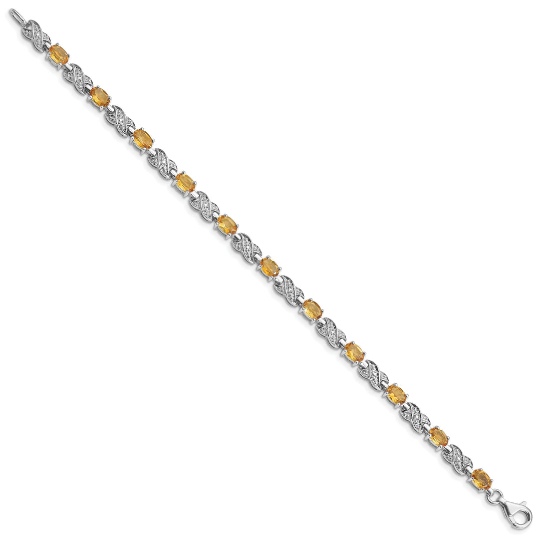 Silver Round Cut Citrine Gemstone Bracelet