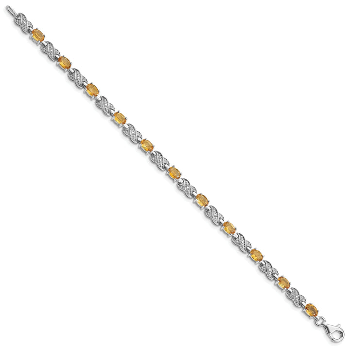 Silver Round Cut Citrine Gemstone Bracelet