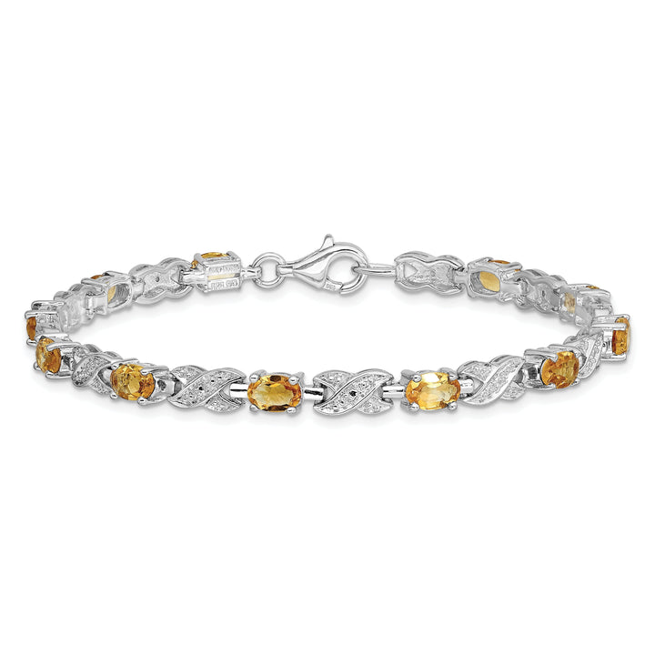 Silver Round Cut Citrine Gemstone Bracelet