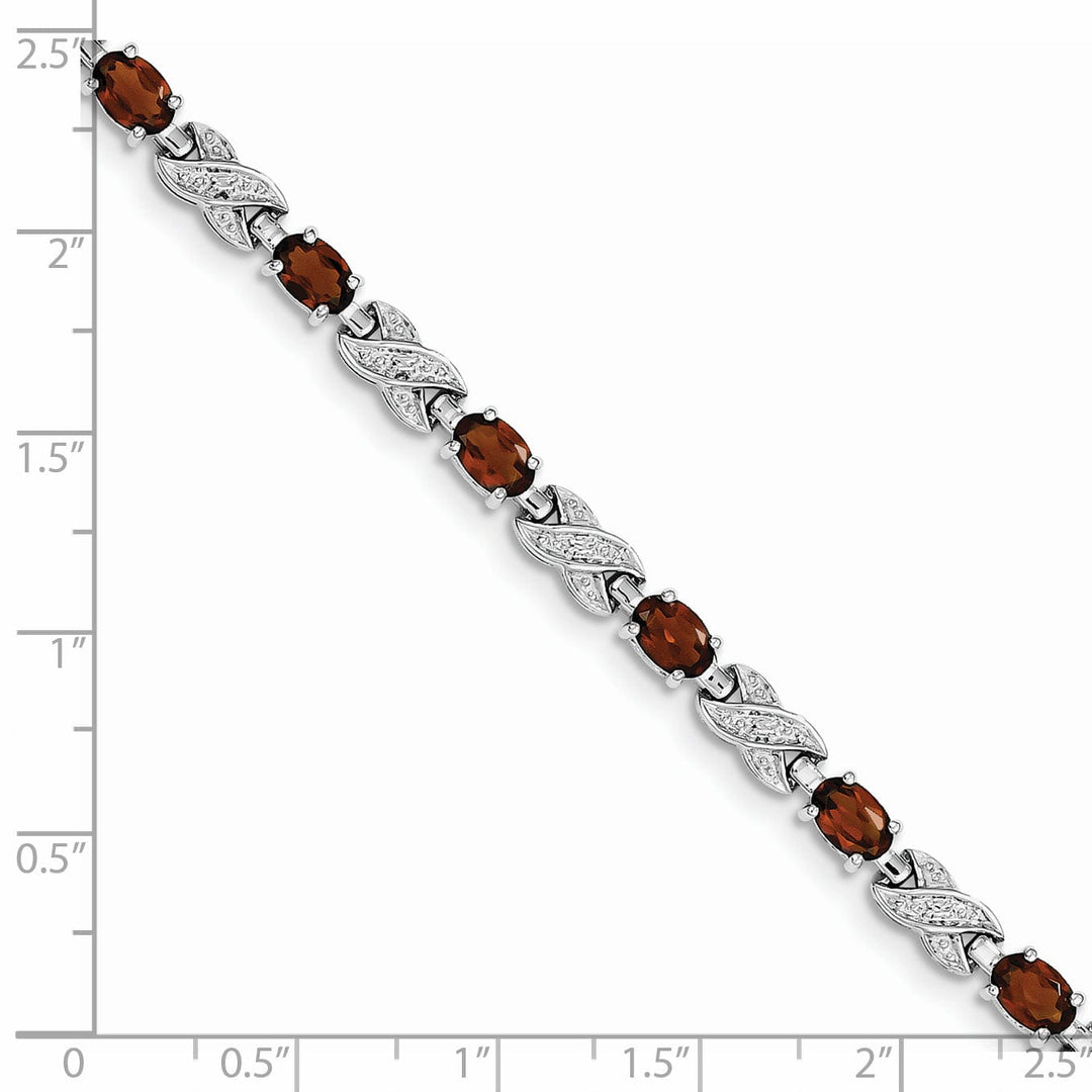 Silver Polish Oval Cut Garnet Gemstone Bracelet