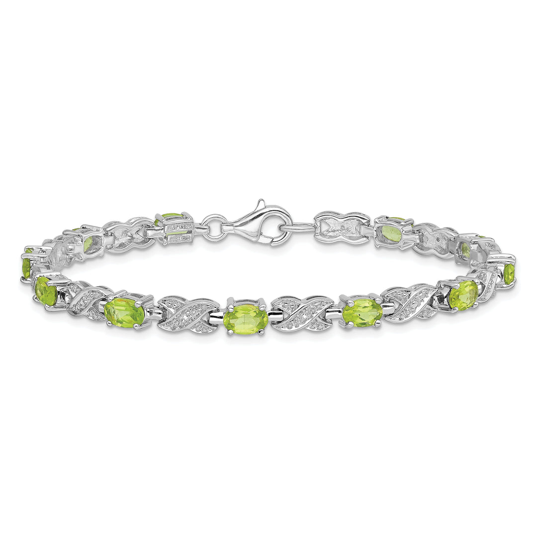 Silver Oval Shape Peridot Gemstone Bracelet