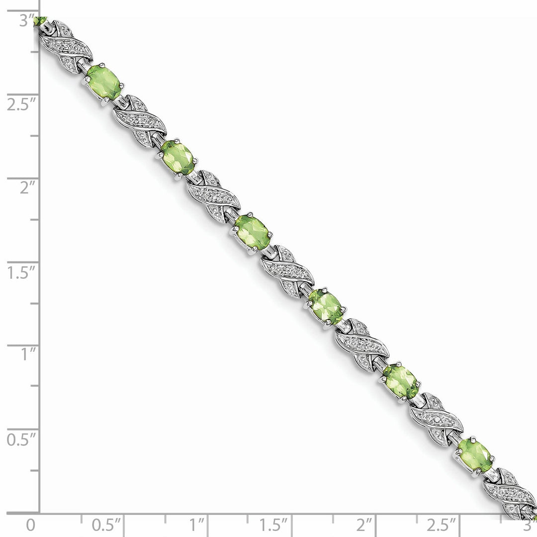 Silver Oval Shape Peridot Gemstone Bracelet