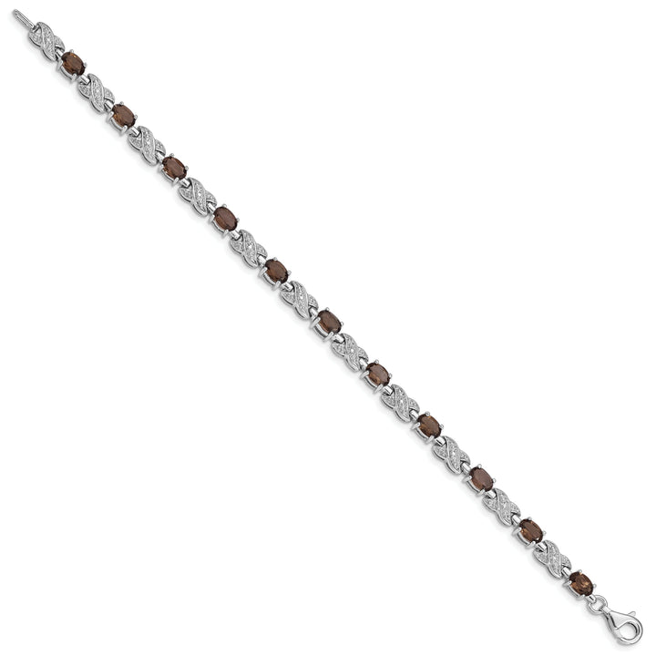 Silver Polished Smoky Quartz Gemstone Bracelet