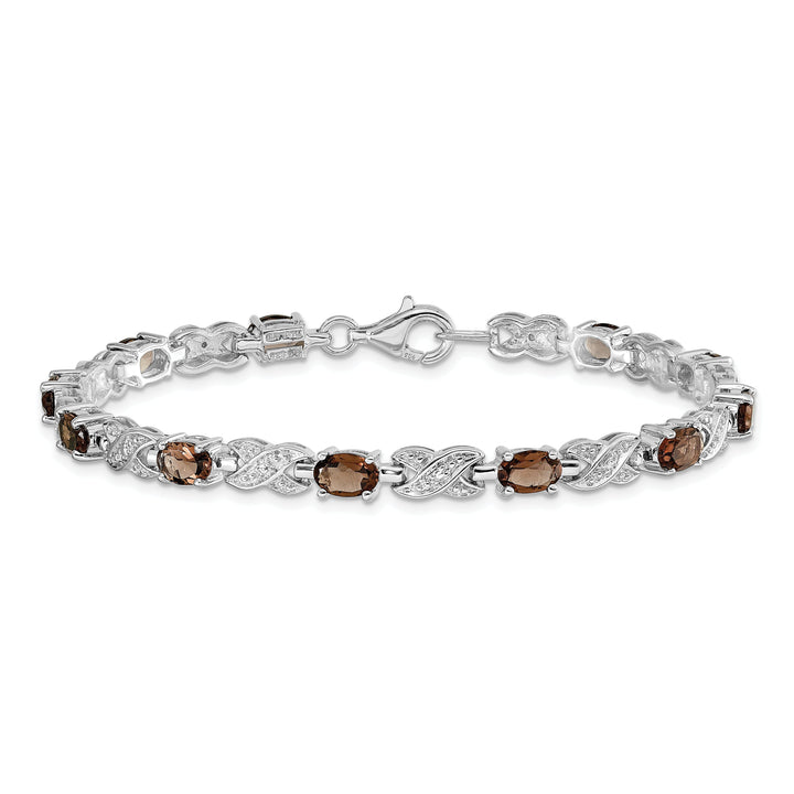 Silver Polished Smoky Quartz Gemstone Bracelet