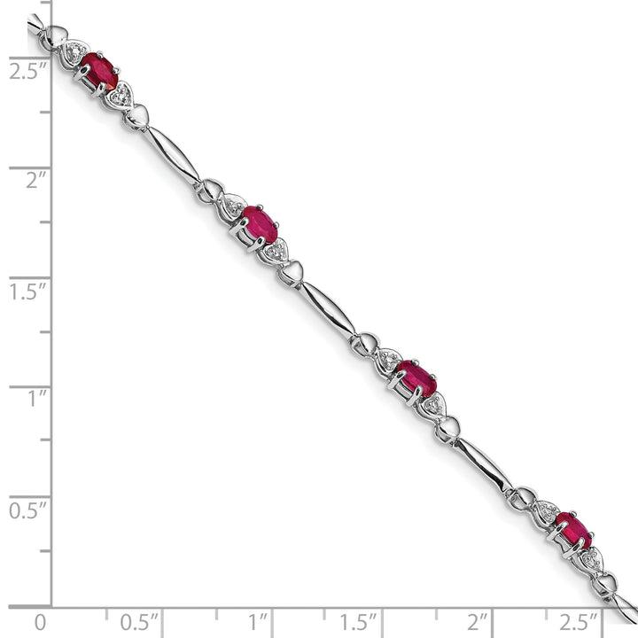 Silver Polished Finish Ruby Diamond Bracelet