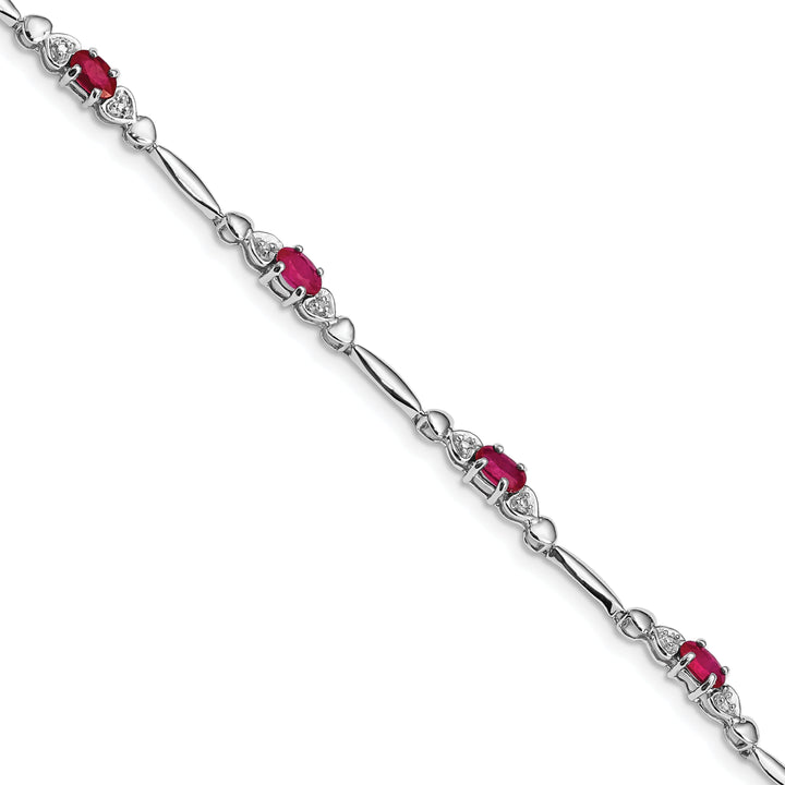 Silver Polished Finish Ruby Diamond Bracelet