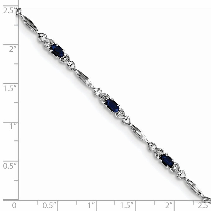 Silver Polish Finish Sapphire Diamond Bracelet