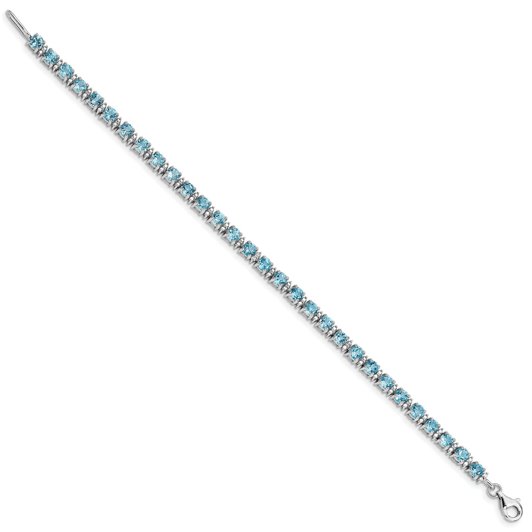 Silver Diamond Blue Topaz Gemstone Bracelet