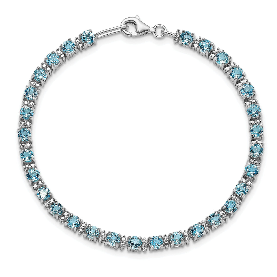 Silver Diamond Blue Topaz Gemstone Bracelet