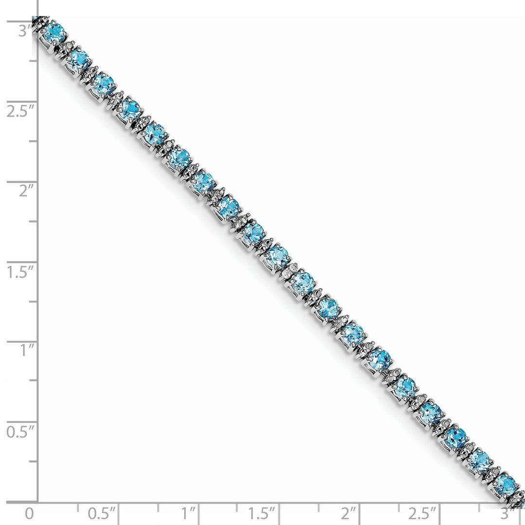 Silver Diamond Blue Topaz Gemstone Bracelet