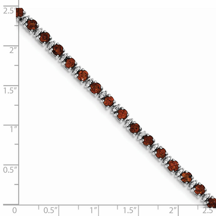 Silver Garnet Gemstone Round Diamond Bracelet