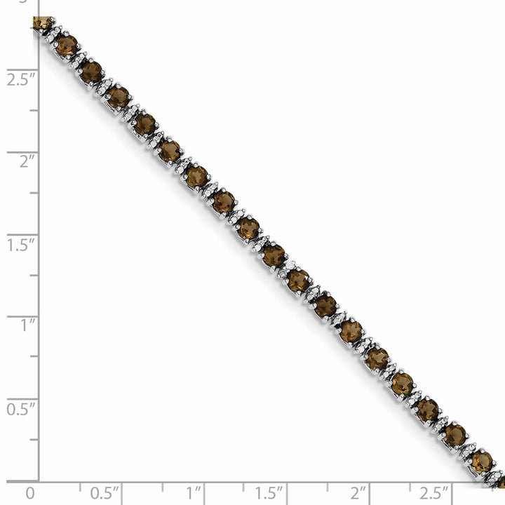 Silver Smoky Quartz Gemstone Diamond Bracelet