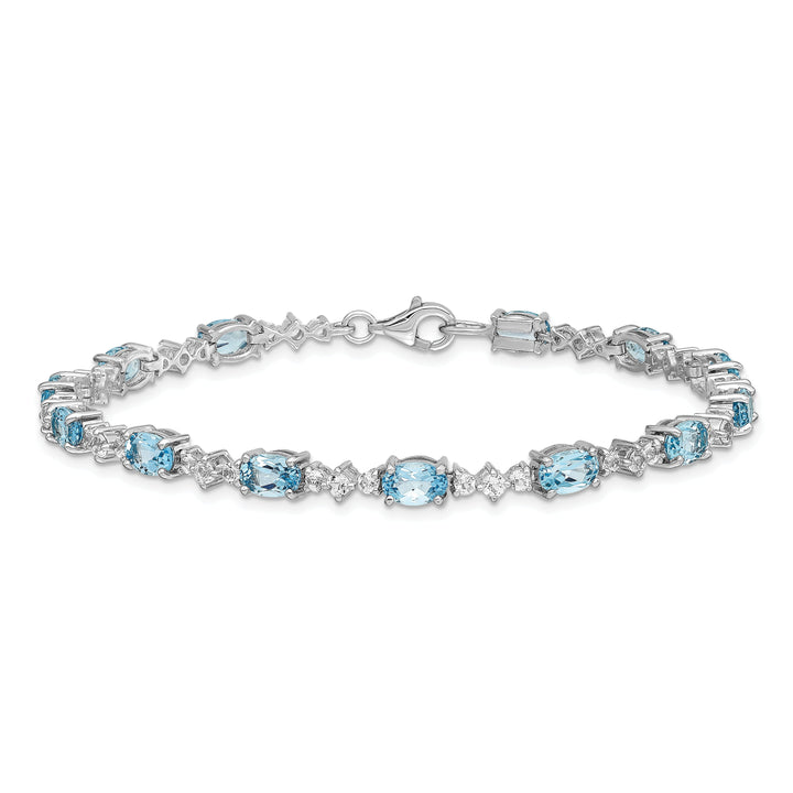 Silver Blue Gemstone White Gemstone Bracelet