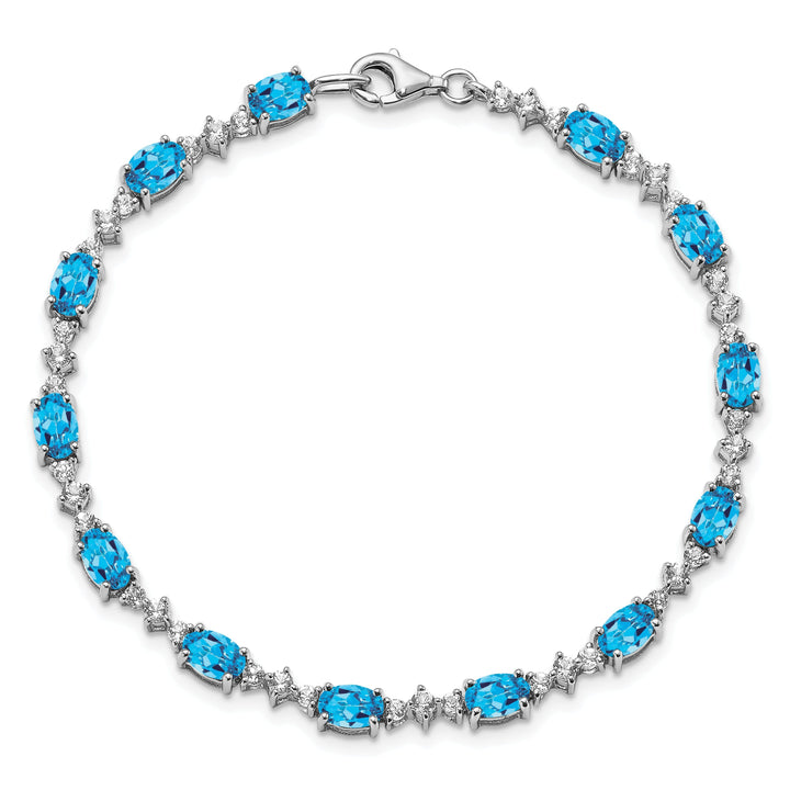 Silver Blue Gemstone White Gemstone Bracelet