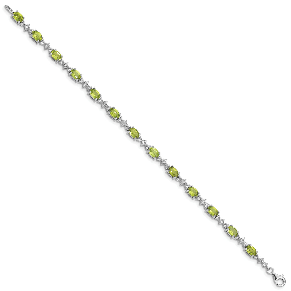 Silver Peridot White Topaz Gemstone Bracelet