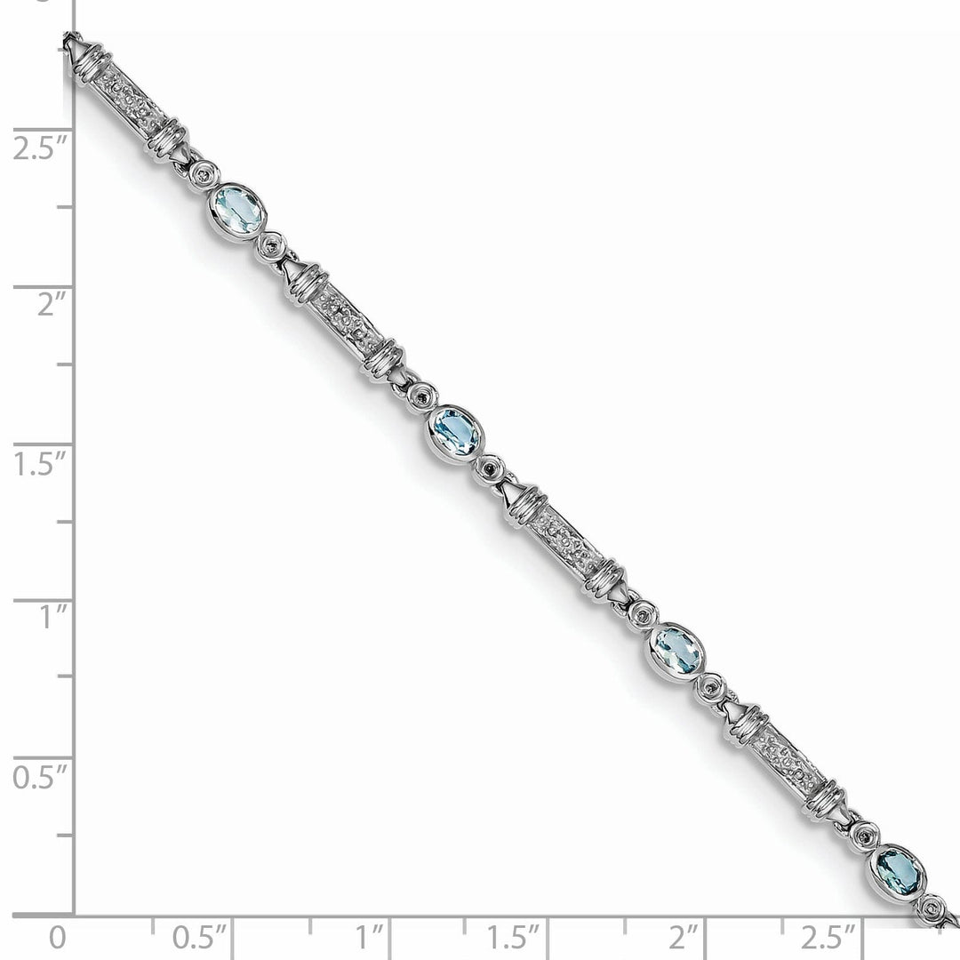 Silver Aquamarine Gemstone Diamond Bracelet