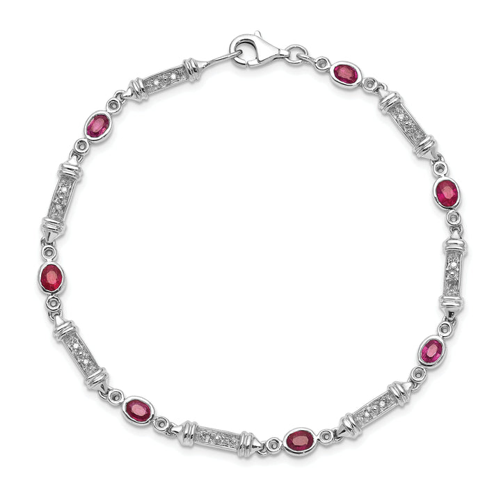 Silver Polished Finish Ruby Diamond Bracelet