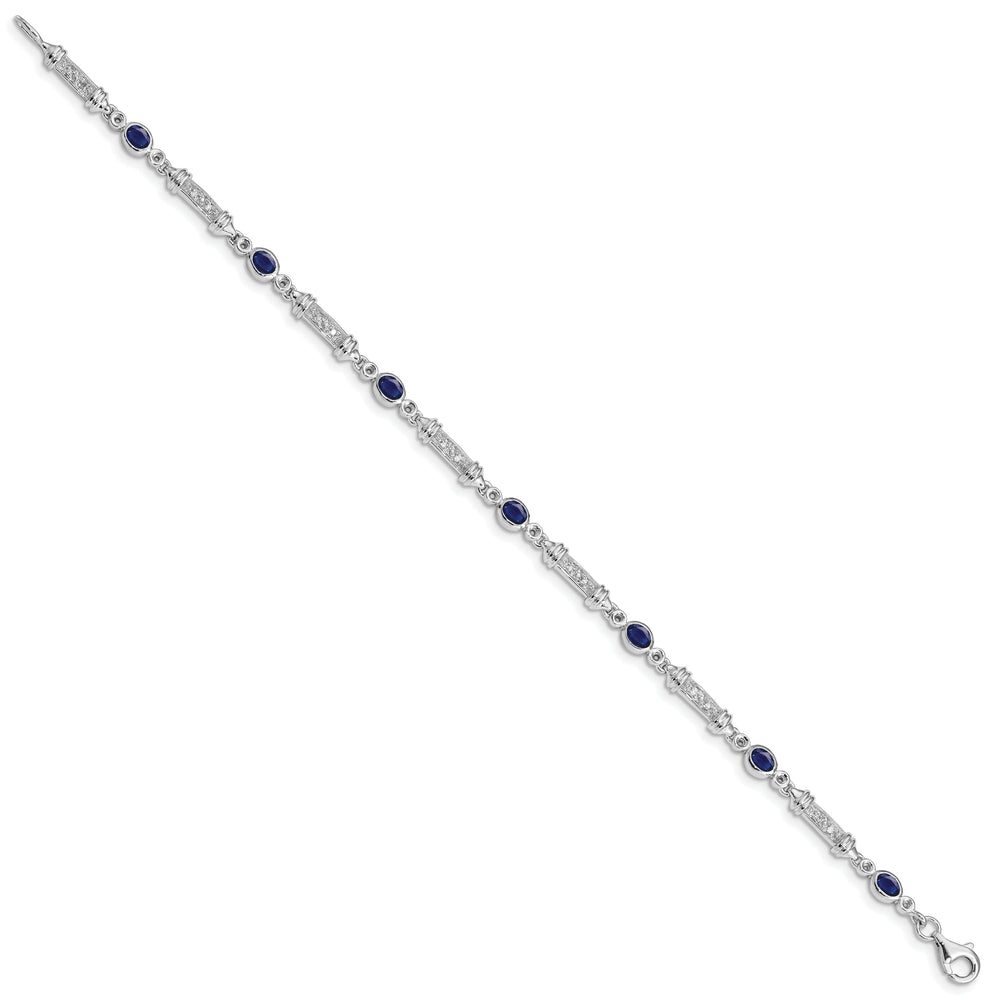 Silver Sapphire Bezel Set Diamond Bracelet