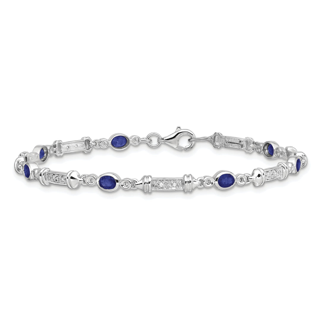 Silver Sapphire Bezel Set Diamond Bracelet