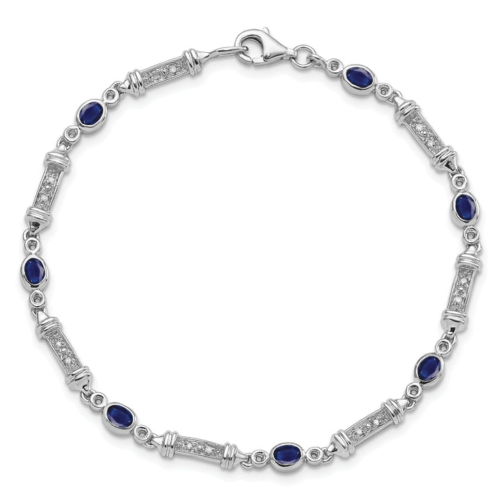 Silver Sapphire Bezel Set Diamond Bracelet