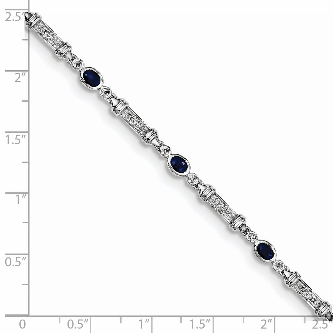 Silver Sapphire Bezel Set Diamond Bracelet