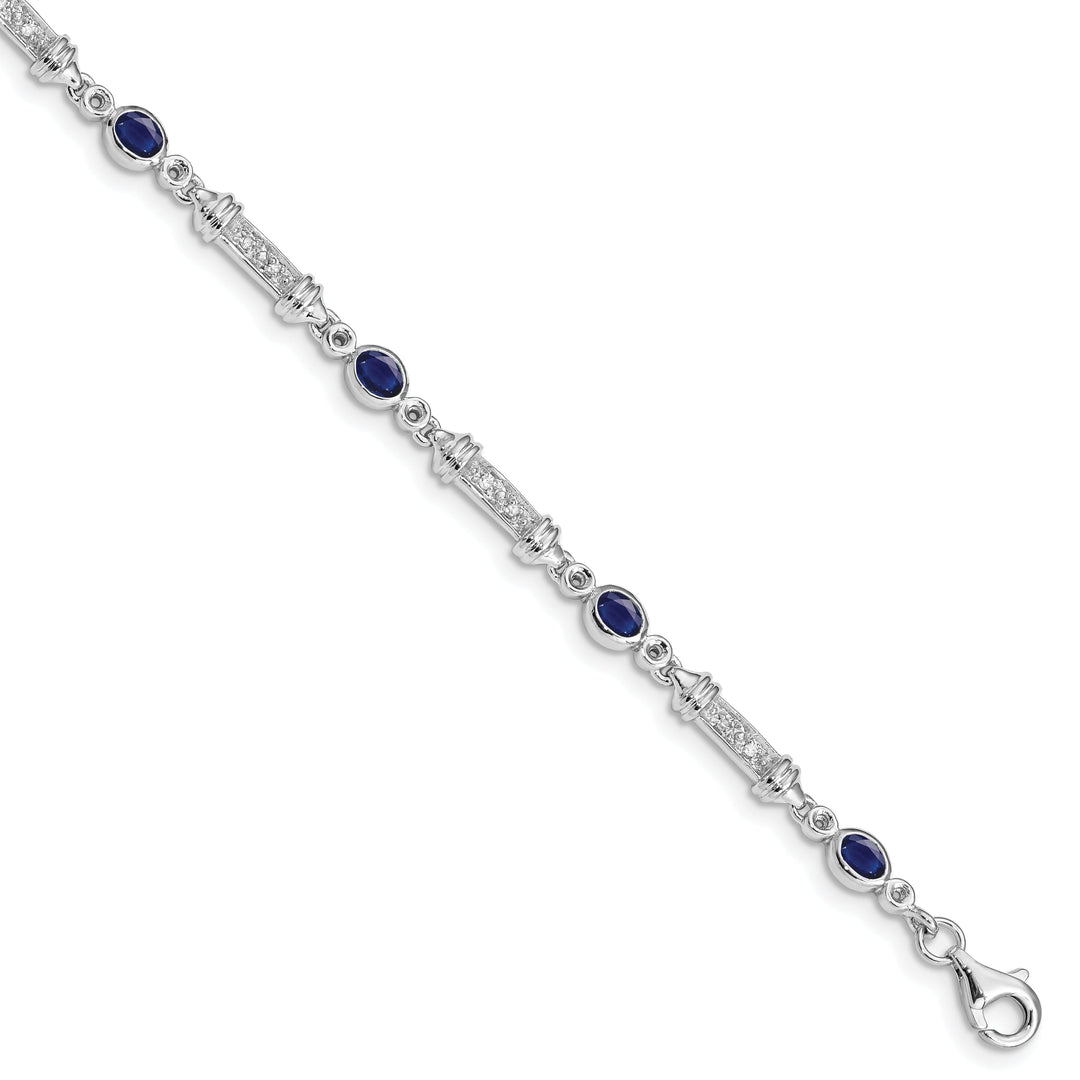 Silver Sapphire Bezel Set Diamond Bracelet