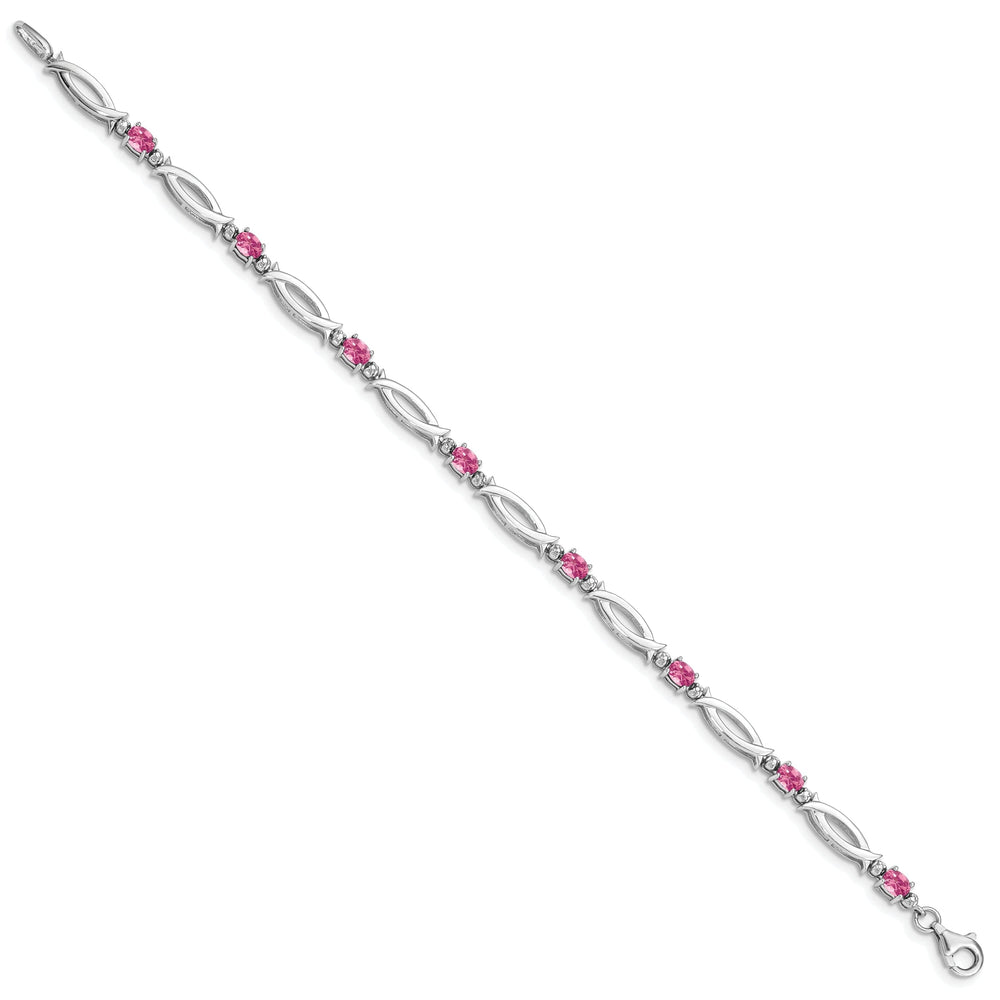 Silver Tourmaline Gemstone Diamond Bracelet