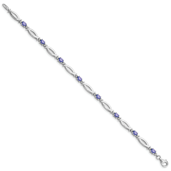 Silver Oval Tanzanite Round Diamond Bracelet