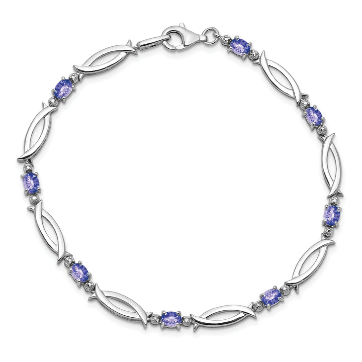 Silver Oval Tanzanite Round Diamond Bracelet