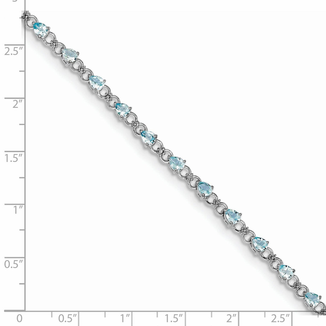 Silver Aquamarine Gemstone Diamond Bracelet