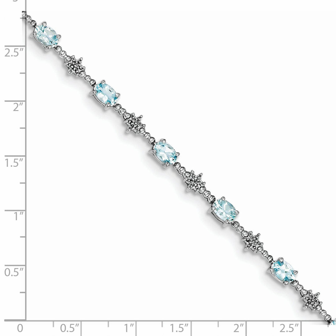 Silver Aquamarine Gemstone Diamond Bracelet