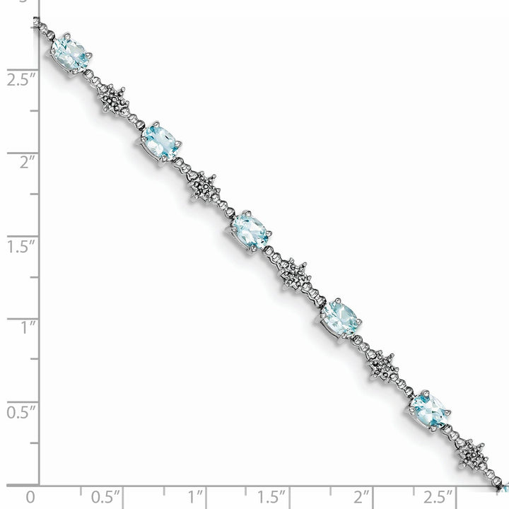 Silver Aquamarine Gemstone Diamond Bracelet