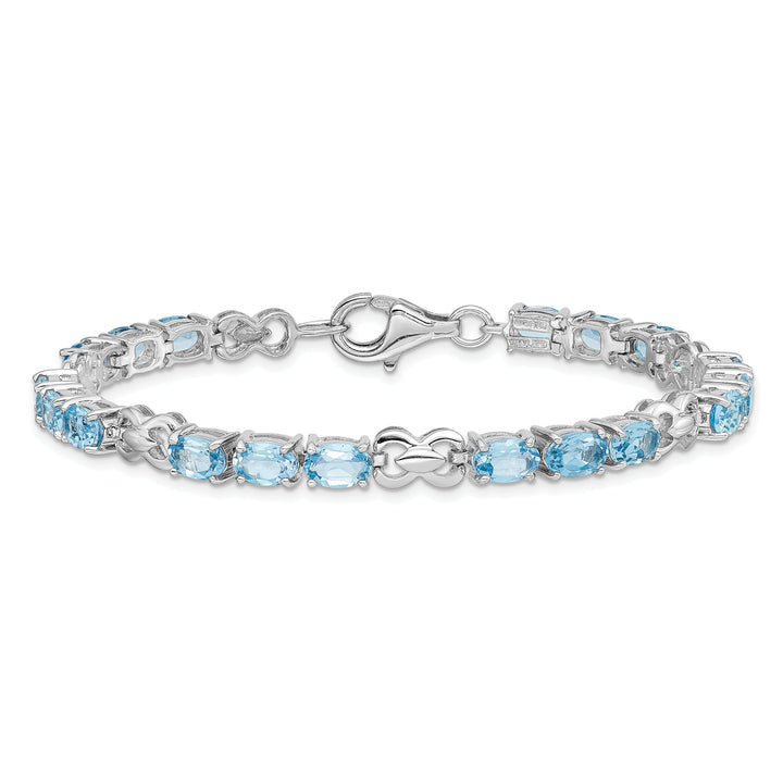 Silver Polished Blue Topaz Gemstone Bracelet