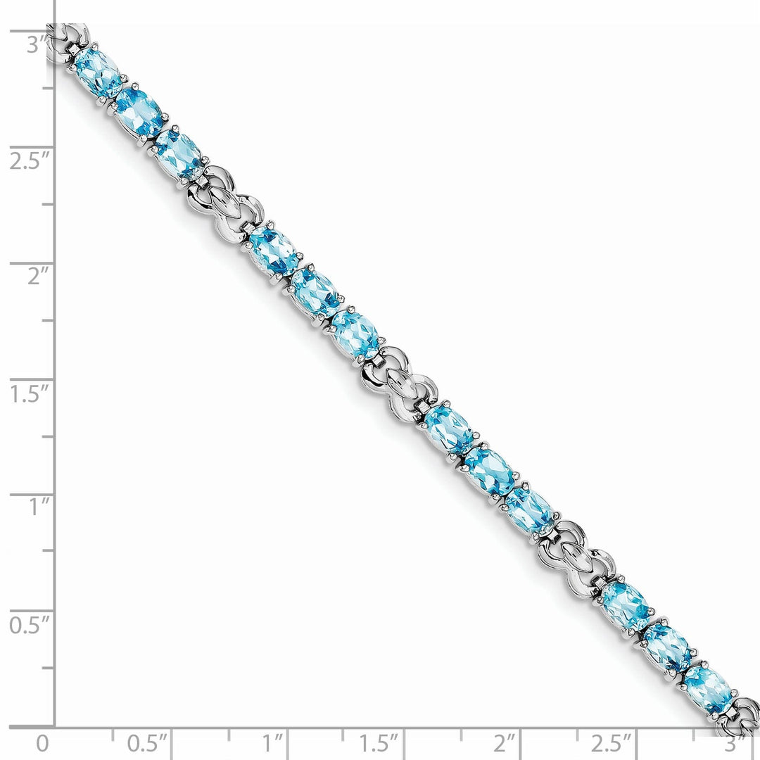 Silver Polished Blue Topaz Gemstone Bracelet