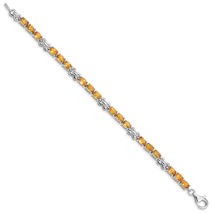 Silver Oval Cut Citrine Gemstone Bracelet