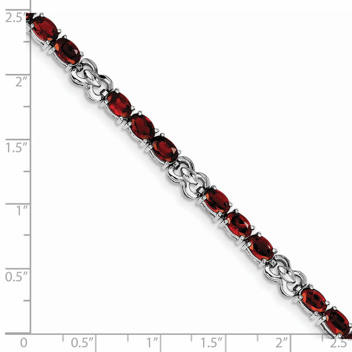 Silver Polish Oval Cut Garnet Gemstone Bracelet